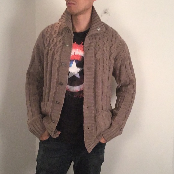 NWT Original Penguin cable knit cardigan sweater. Tan color. Size L - Picture 2 of 10